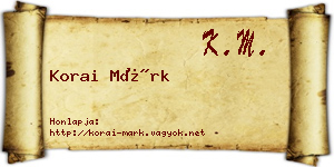 Korai Márk névjegykártya